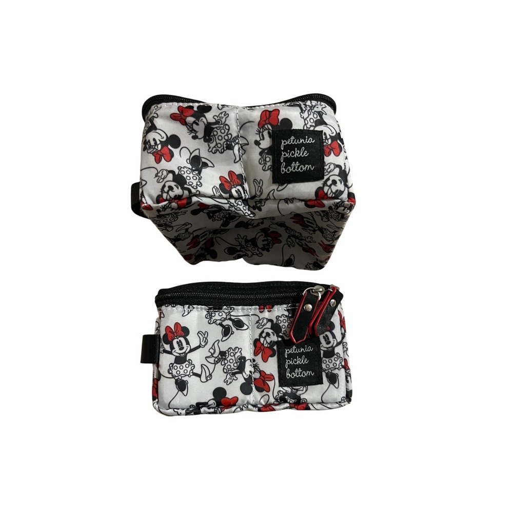 Petunia Pickle Bottom Disney Minnie Mouse Travel Mini Pouch Lot of 2 White Red